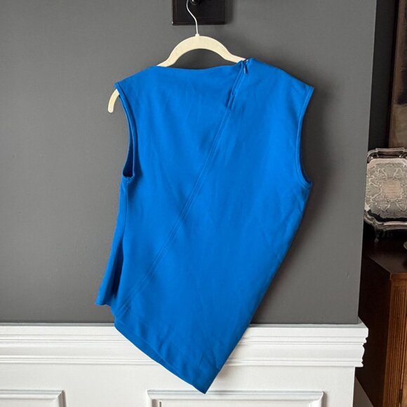 NWT Zara Asymmetrical Sleeveless Royal Blue Curved Hem Stretch Knit Top Medium - Picture 5 of 5